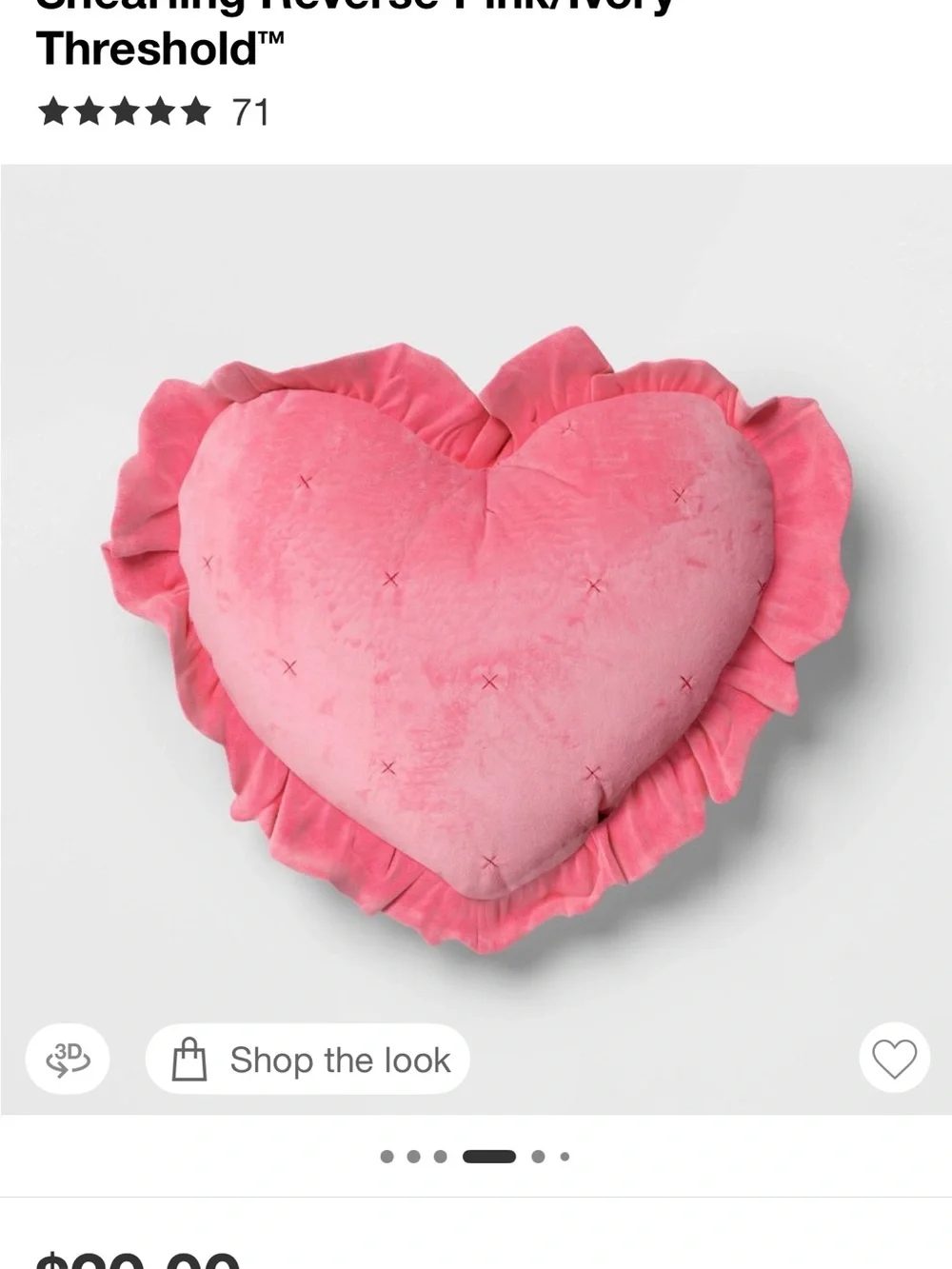 NWOT 💖 Oversized Heart Velvet Pillow with Faux Shearling Reverse Threshold